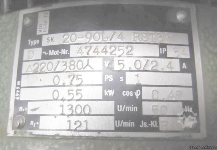 Gear motor 0.55 kW 121 rpm Nord SK20-90L/4 RST37