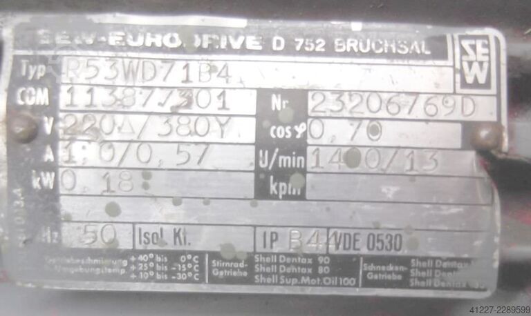 Gear motor 0.18 kW 13 rpm SEW Eurodrive P53WD71B4