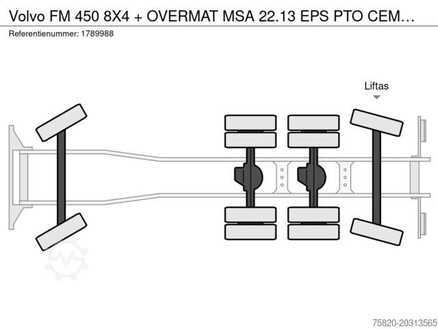Betonpumpe Volvo FM 450 8X4 + OVERMAT MSA 22.13 EPS PTO CEMENT/M...