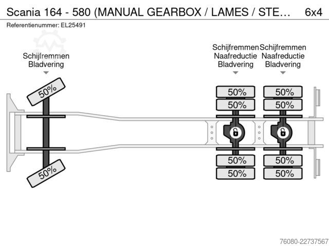 Fahrgestell mit Fahrerhaus Scania 164 - 580 (MANUAL GEARBOX / LAMES / STEEL SUSPE...