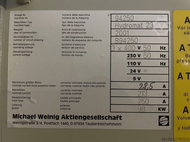 Moulder WEINIG HYDROMAT 23  (9 spindle) GROOVED