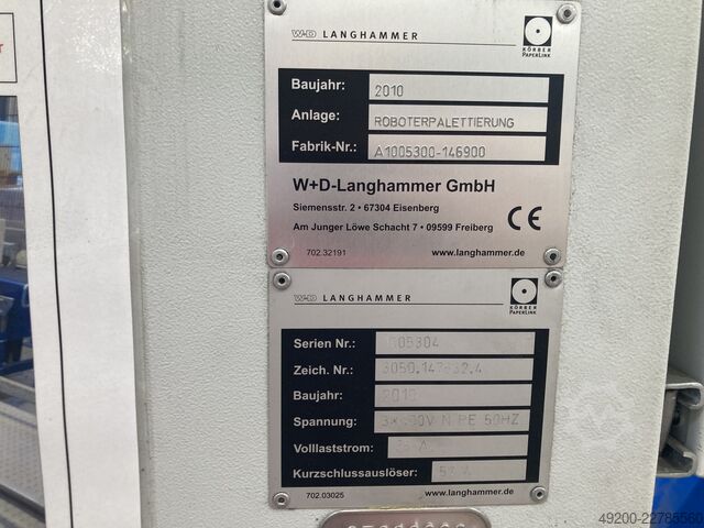 Robotic palletizing with ABB IRB 660 W+D Langhammer Roboterpalettierungsanlage
