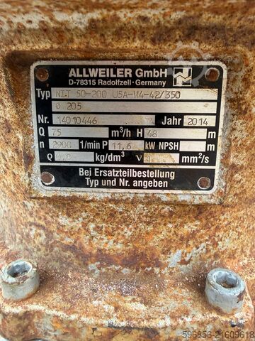 Vertikalpumpe ALLWEILER NLT 50-200, 11,6 kW, 75 m³/h, 48 m, Baujahr 2014 Pompa pionowa ALLWEILER NLT 50-200 11,6 kW 75 m³/h 48 m 2014 Pompa pionowa ALLWEILER NLT 50-200 11,6 kW 75 m³/h 48 m 2014