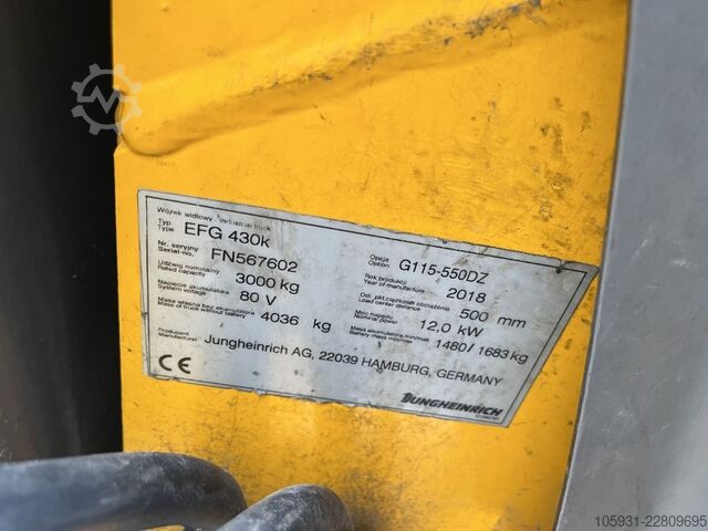 Electric 4-wheel forklift Jungheinrich EFG430k
