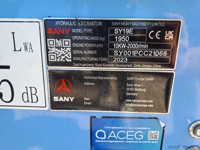 Minibagger Sany SY 19 E Electric (3 Buckets)
