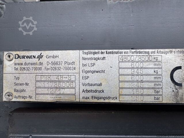 Fork clamps Durwen PGK 48-S GL: 1300 oder 1900mm
