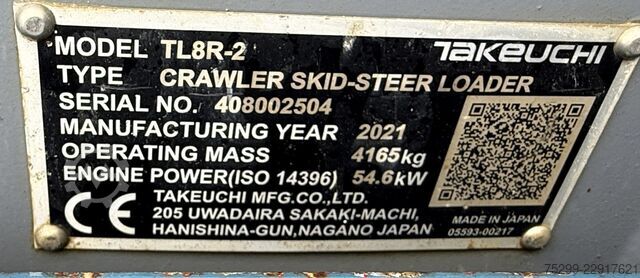 2021 Takeuchi TL8R-2 Takeuchi TL8R-2