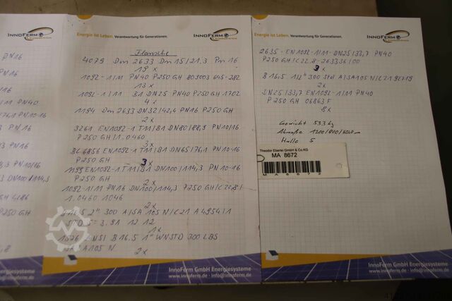 Vorschweißflansche 183 Stück 533 kg unbekannt DIN2633 / EN1092 26 verschiedene Typen