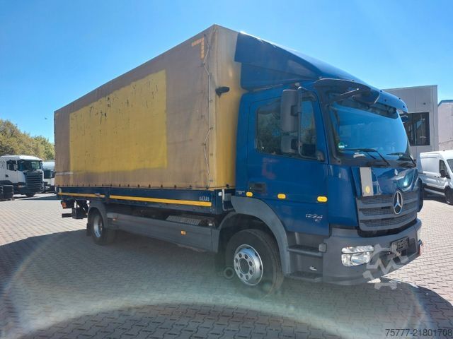 Flatbed truck with tarp MERCEDES-BENZ Atego 12-24 PL-SP- Blatt/Luft- Klima- LBW