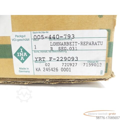 Component INA YRT F-229093 Axial Radiallager für Supfina Maschine - generalüberholt! -