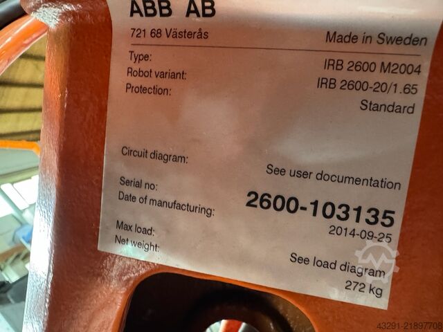 Industrial robot ABB Robotics IRB 2600 20/1.65 IRC5 M2004 nur Mechani