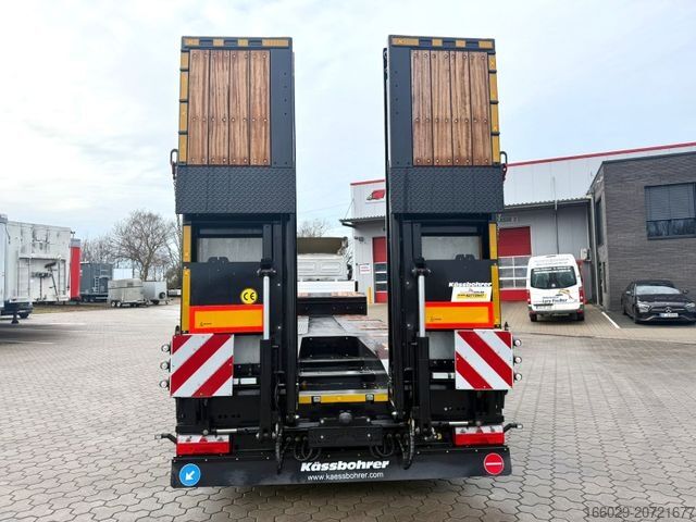 Tieflader-Sattelauflieger KÄSSBOHRER SLAR3 Tele Tiefbett Radmulden metallisiert