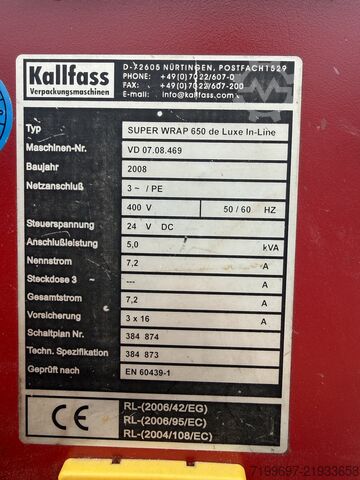 Shrinking equipment KALLFASS Super Wrap 650 de Luxe In-Line