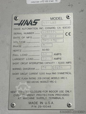 Vertical machining center HAAS VF-4SS
