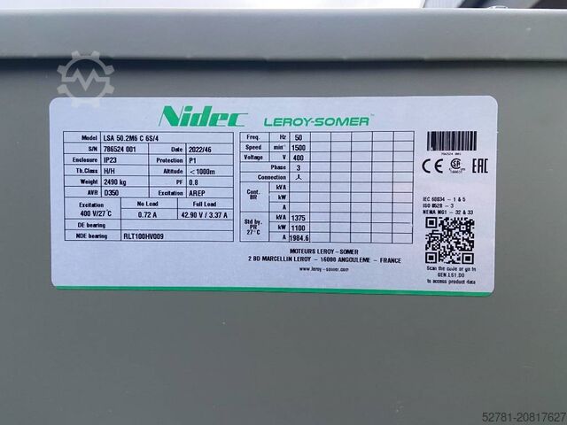 Aggregat Perkins 4008TAG3 - 1250 kVA Open Genset - DPX-19821-O