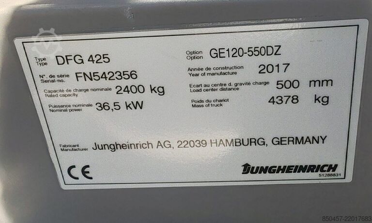 Diesel Forklifts Jungheinrich DFG425 5.5m/ 610mh/ 4v