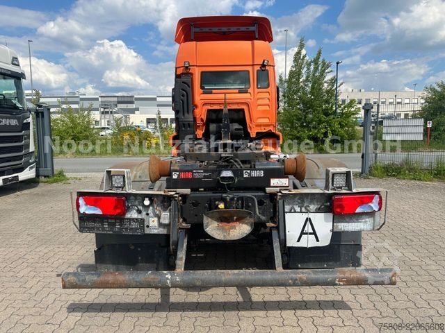 Roll-off tipper truck MAN TGS 18.500 Abroller HIAB XR72 CITY Navi LGS
