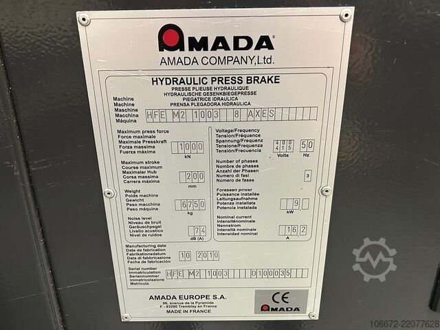 Press brake AMADA PROMECAM HFE MK II 8 AXIS