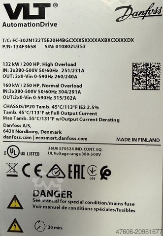 Frequency converter 160kW Danfoss VLT AutomationDrive FC 302