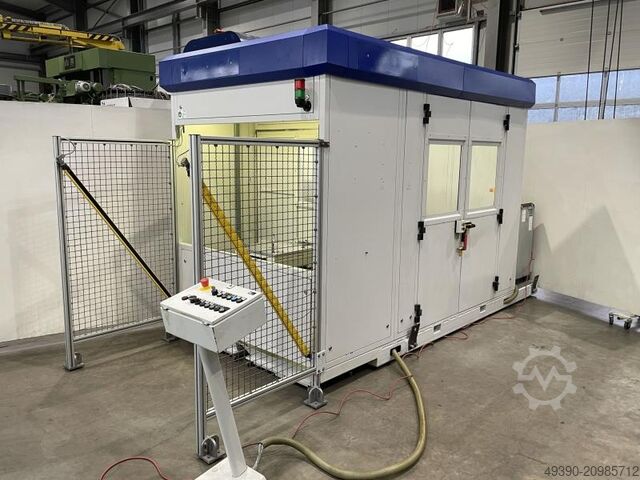 Flexible milling cell with 6-axis ABB industrial robot; robotic milling system with 2 workstations,  ABB - CARAT IRC5 / IRB 2400/16 M2004