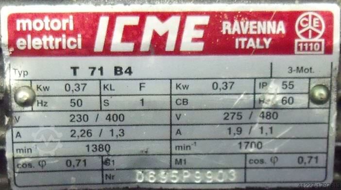 Geared motor 0.37 kW 98 rpm ICME T71B4