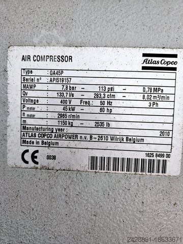 Atlas Copco Kompressor/Kompressor Atlas Copco GA45P