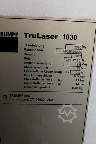 Laser cutting machine Trumpf TruLaser 1030