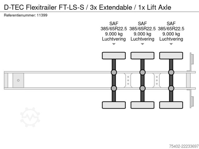 Container transport D-TEC Flexitrailer FT-LS-S / 3x Extendable / 1x Lift ...