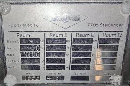 70800 Liter Lagerbehälter aus V2A Gross Apparatebau 9540