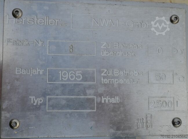 2500 liter rectangular tank made of V2A stainless steel  9528