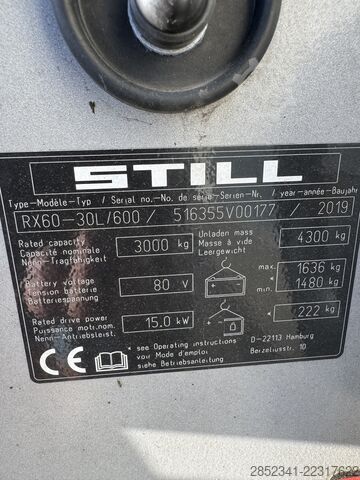 Forklift STILL RX60-30L mit lediglich 944 Stunden
