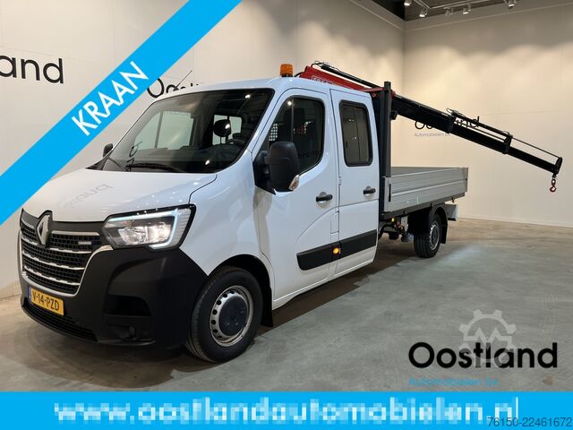 Platform truck with crane Renault Master 2.3 dCi 145 PK L3 DC Dubbel Cabine Open ...