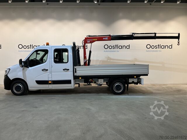 Platform truck with crane Renault Master 2.3 dCi 145 PK L3 DC Dubbel Cabine Open ...