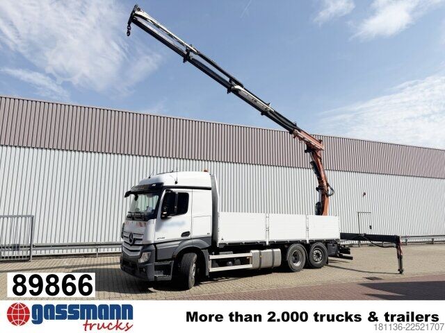 Flatbed truck Mercedes-Benz Actros 2746 L 6x2, Kran Atlas 240.2E-A4, Funk,