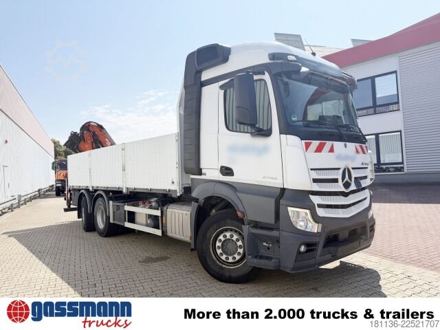 Flatbed truck Mercedes-Benz Actros 2746 L 6x2, Kran Atlas 240.2E-A4, Funk,