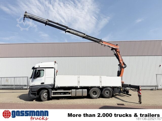 Flatbed truck Mercedes-Benz Actros 2746 L 6x2, Kran Atlas 240.2E-A4, Funk,