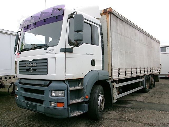 Flatbed truck with tarp MAN 26.390 TGA*7,5m Pritsche*2,5 to LBW*AHK*B/L*Lift