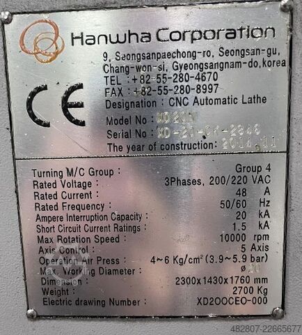 Turning automatic lathe HANWHA XD20N