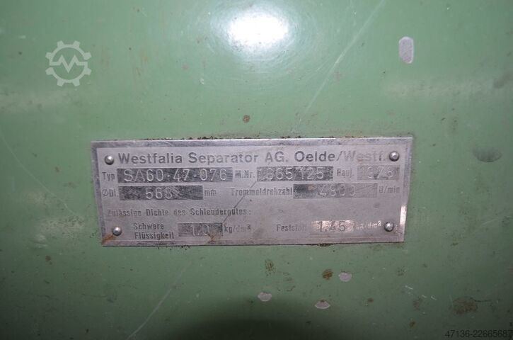 Separator Westfalia SA 60-47-76 Westfalia SA 60-47-076