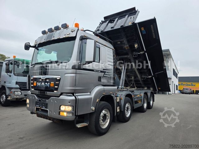 Three-sided tipper truck MAN TGS 35.480 / WECHSEL Meiller Bordm + ISO Mulde