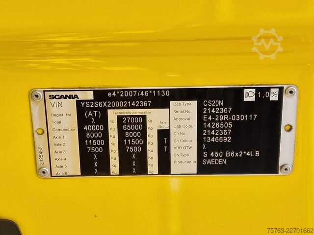 Sliding tarpaulin Scania S 450 Highline 6x2*4 - Tautliner - Loadlift - R...