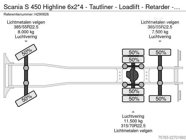 Sliding tarpaulin Scania S 450 Highline 6x2*4 - Tautliner - Loadlift - R...