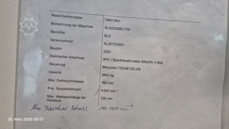 CNC turning and milling center DMG Mori NLX 2500 | 700