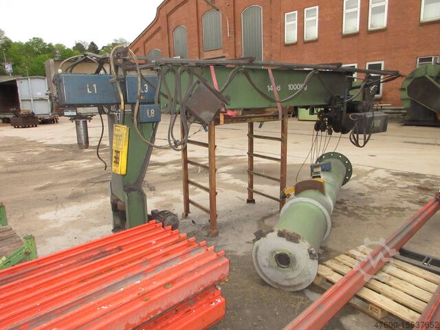 Saeulenschwenkkran Drehkran Kettenzug Demag Kran Drehkran Schwenkkran H 4,3m NL 1000Kg 1,0t L 4m Demag P Seilzug