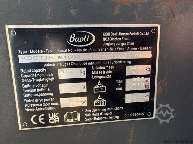Elektrischer Triplex-Gabelstapler Baoli KBET15 BAOLI KBET15