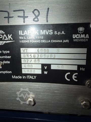 Vertical form fill seal machine / bagger Ilapak VT4000S