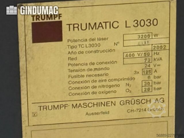TRUMPF TRUMATIC L3030 TRUMPF TRUMATIC L3030