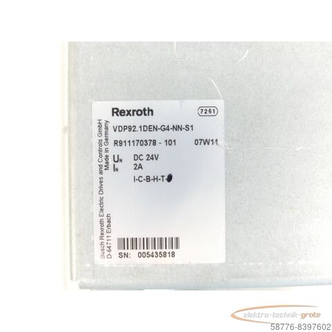 Component Rexroth VDP92.1DEN-G4-NN-S1 Bedientafel MNR: R911170378 - 101 SN:005435818