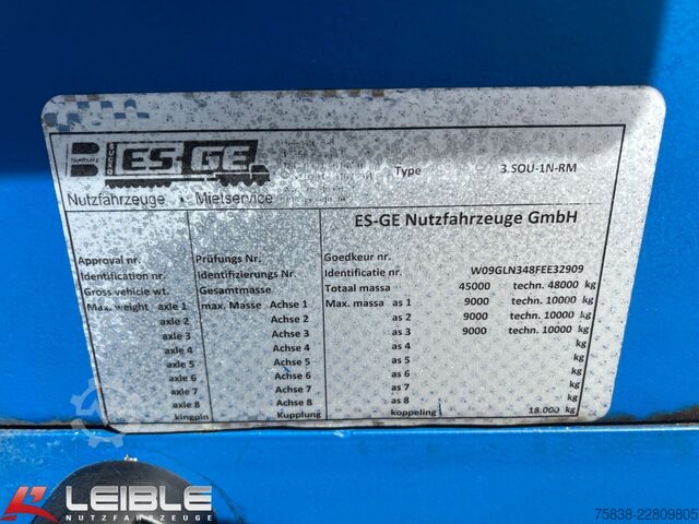 Low loader semitrailer ES-GE 3.SOU-1N-RM Mega-Teleskopierbar-Radmulden-TOP-