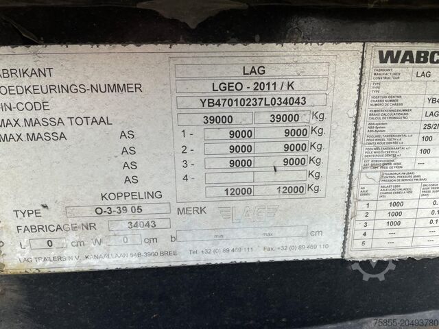 Container transport LAG O-3-39 05 20 FT Tank / BPW Axles / Drumbrakes /...